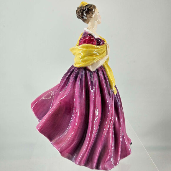 Vintage Royal Doulton Adrienne Bone China pink purple dress Figurine 8" 1963 - Picture 4 of 6